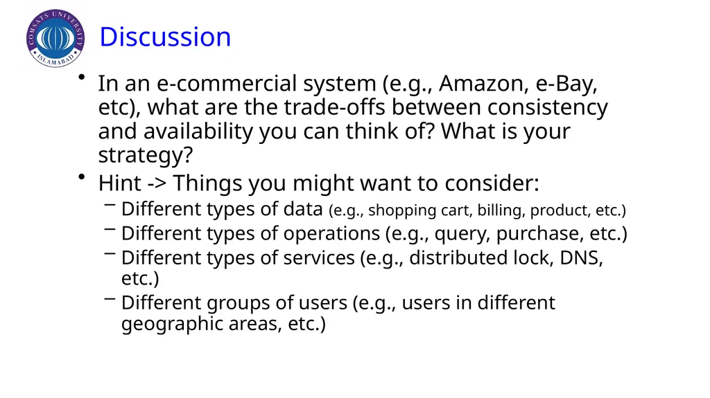 CAP Theorem CAP Theorem Assumed by Prof. Eric - slide 35 of 64