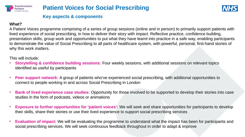 SOCIAL PRESCRIBING & COMMUNITY LED PREVENTION - slide 3 of 7