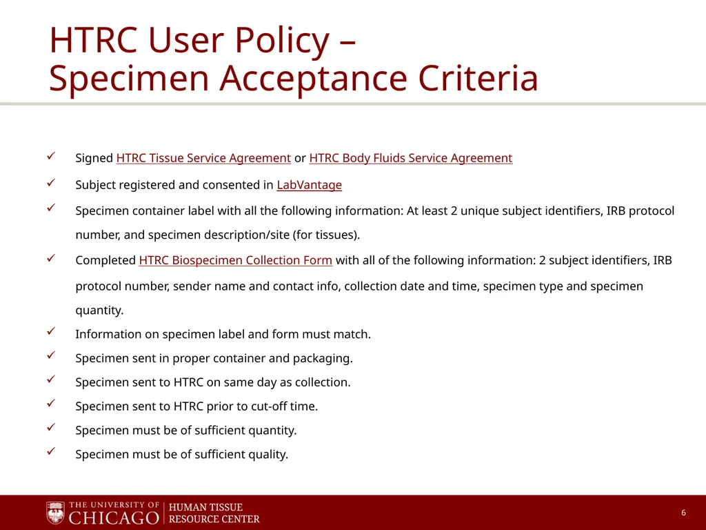 Human Tissue Resource Center (HTRC) Core Facility - slide 6 of 15