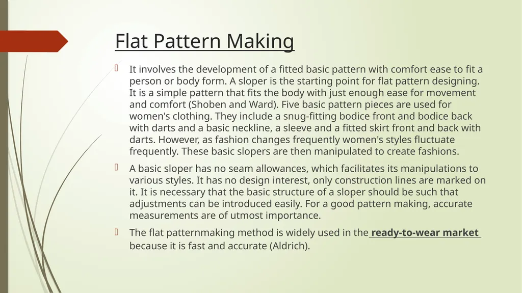 Apparel designing and modern pattern development - slide 33 of 41