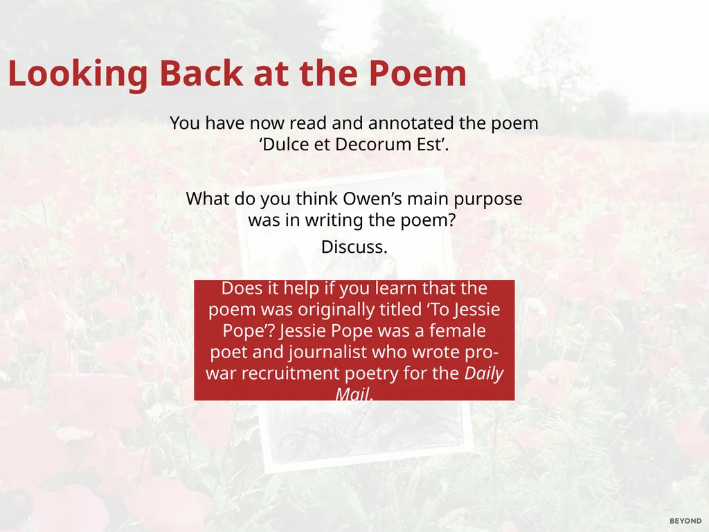 Wilfred Owen ‘Dulce et Decorum Est’ Photos - slide 16 of 17