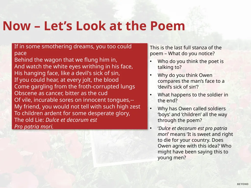 Wilfred Owen ‘Dulce et Decorum Est’ Photos - slide 13 of 17