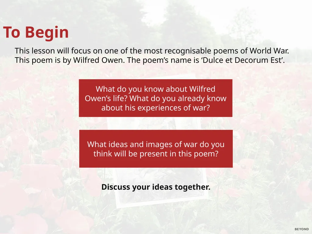Wilfred Owen ‘Dulce et Decorum Est’ Photos - slide 3 of 17