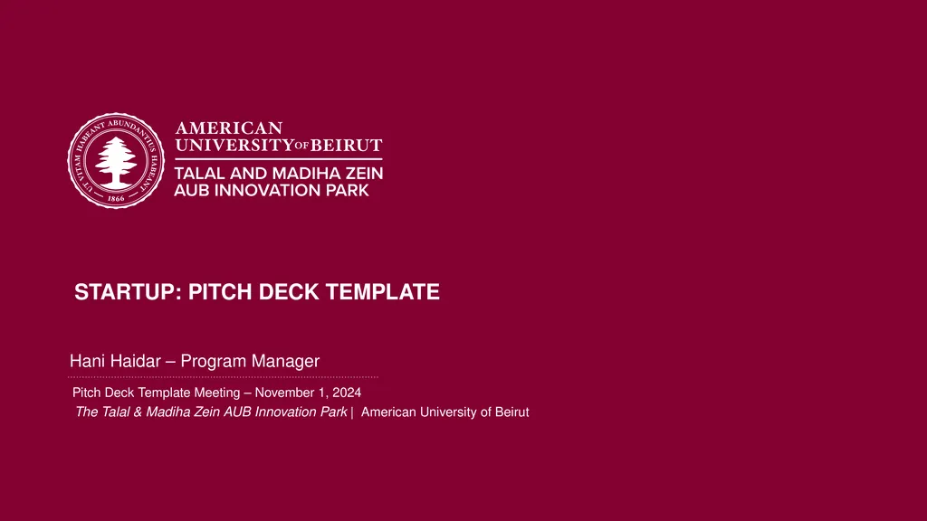Startup: Pitch deck template Hani Haidar – Program - slide 2 of 16
