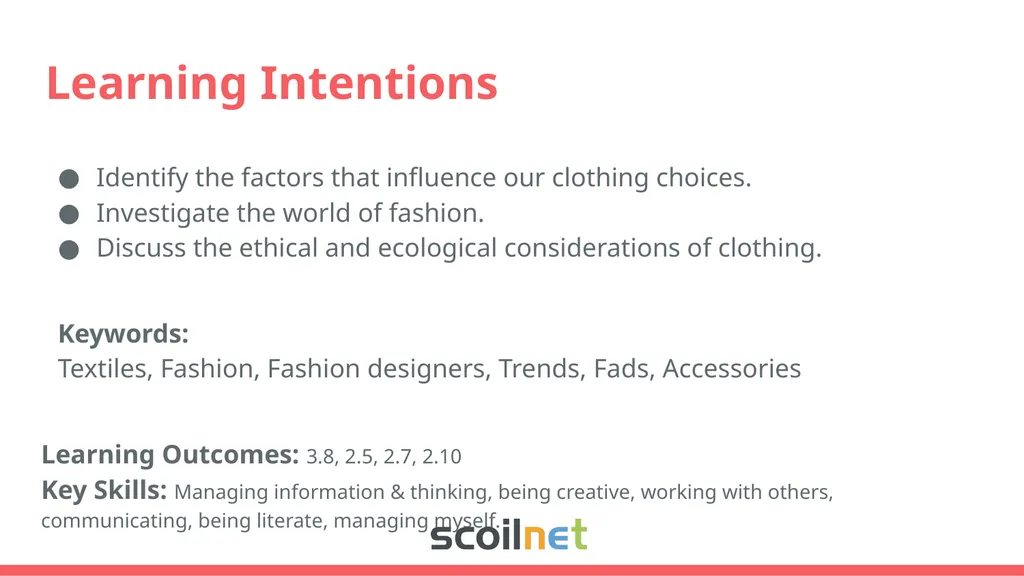 Textiles: Clothing Trends and Choices Learning - slide 2 of 13