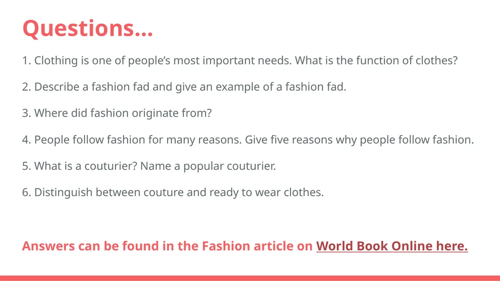 Textiles: Clothing Trends and Choices Learning - slide 7 of 13