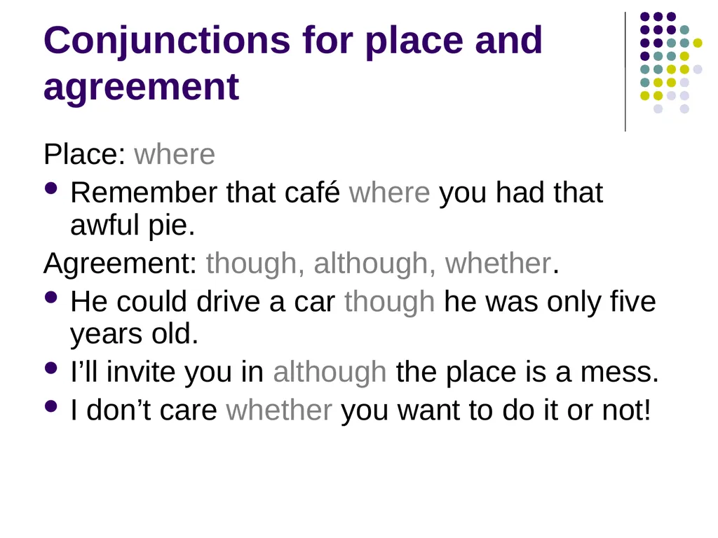 Conjunctions Functional English coverage and range - slide 6 of 6