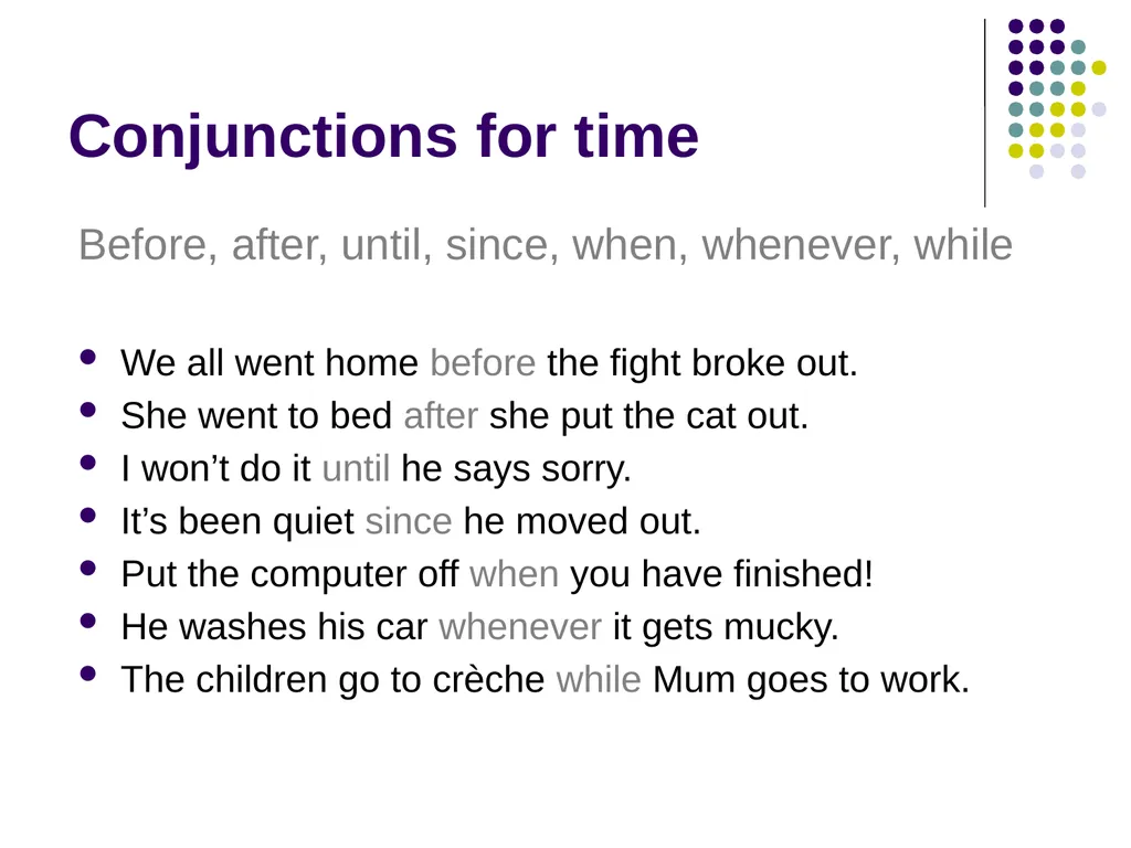 Conjunctions Functional English coverage and range - slide 5 of 6
