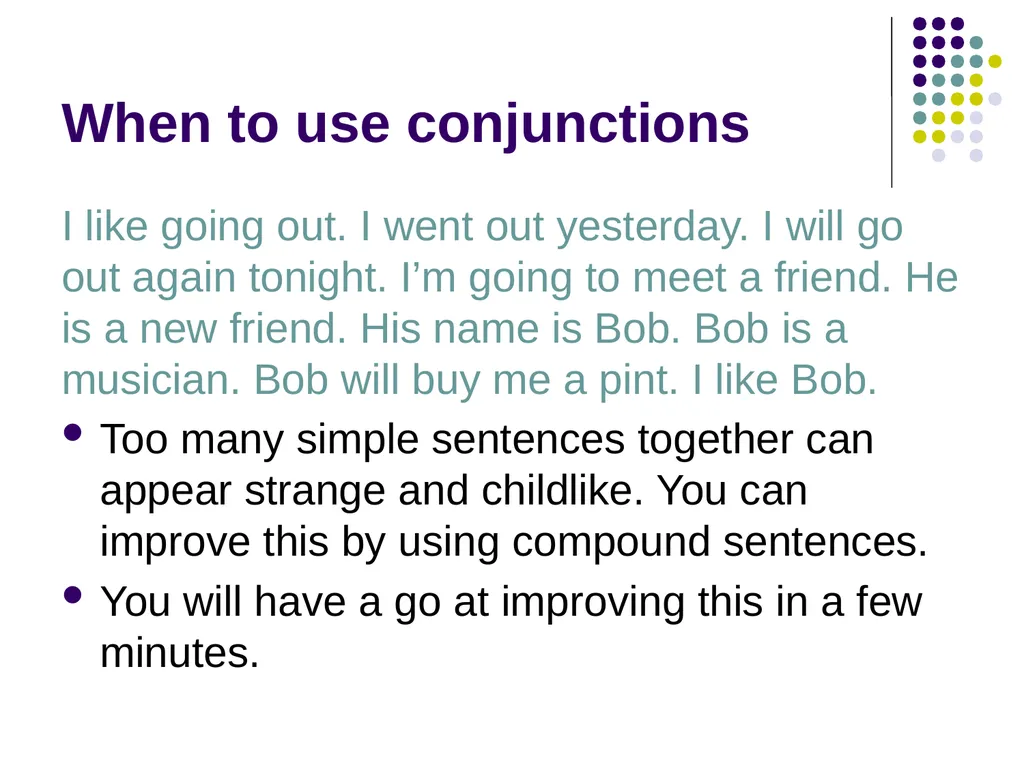 Conjunctions Functional English coverage and range - slide 3 of 6