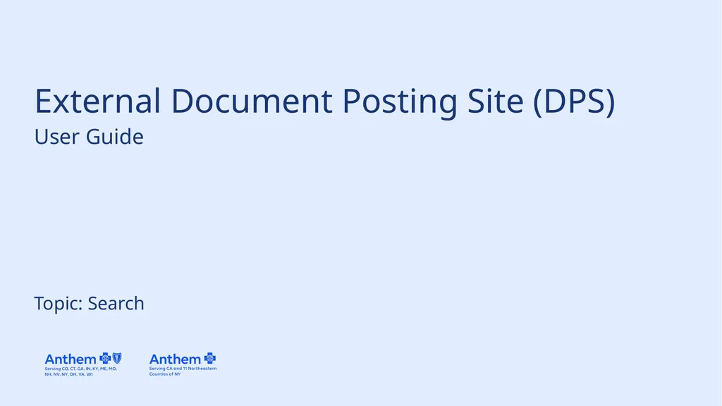 External Document Posting Site (DPS) Topic: Search - slide 1 of 5