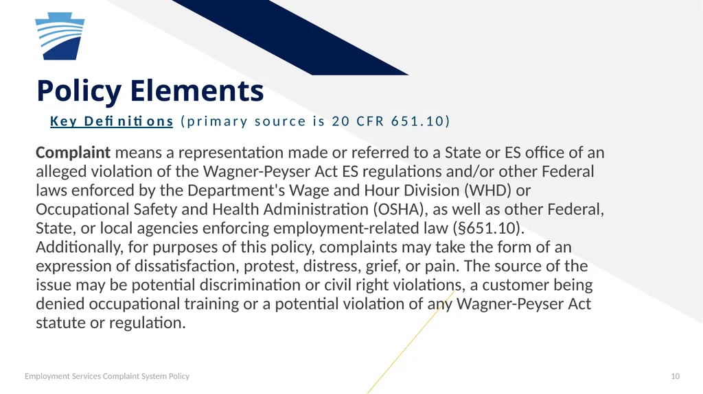 General Overview Employment Services Complaint - slide 10 of 21
