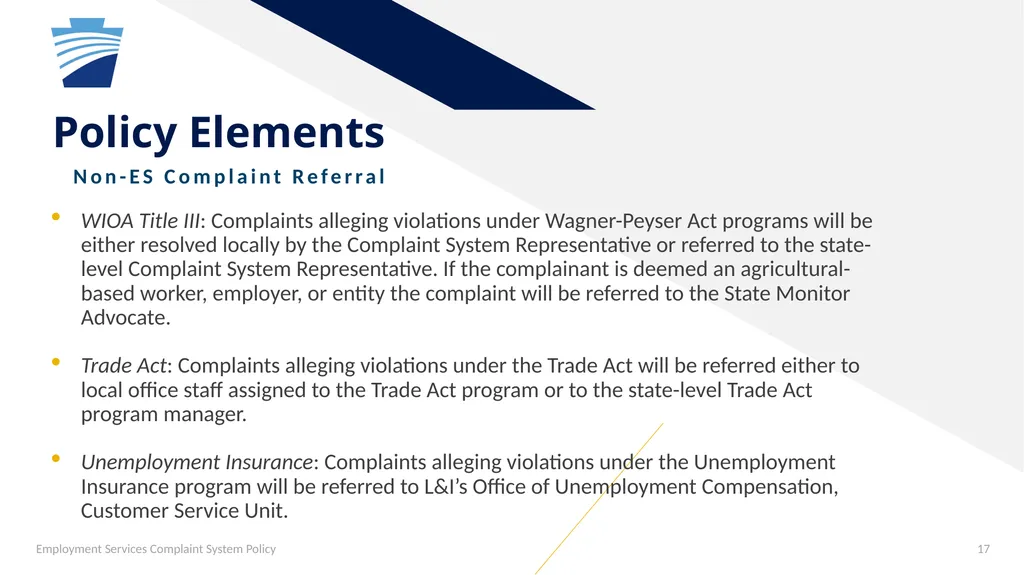 General Overview Employment Services Complaint - slide 17 of 21