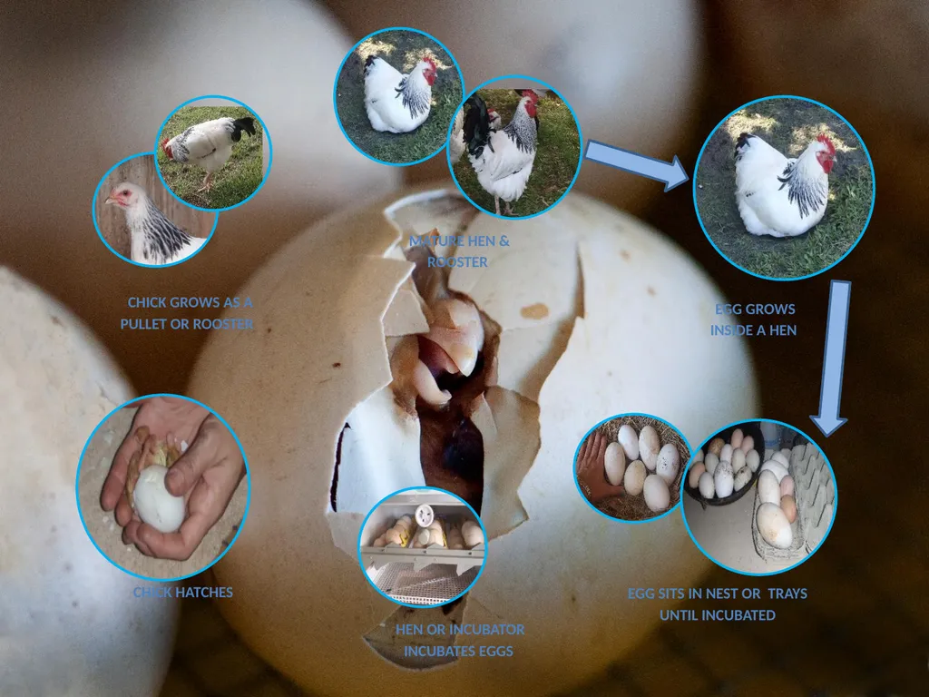 mature Hen & rooster egg grows inside a hen Egg - slide 1 of 6