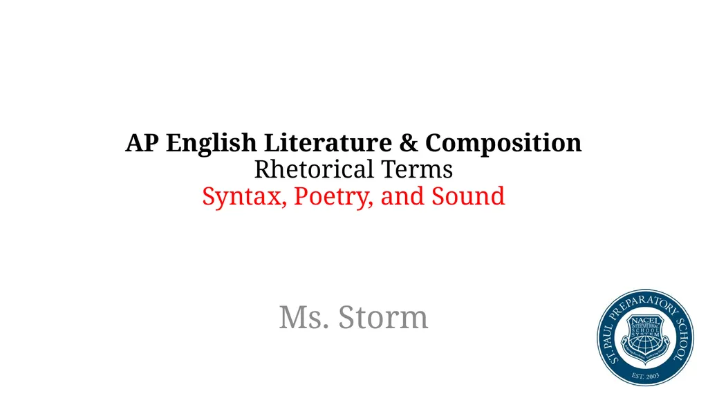 AP English Literature & Composition Rhetorical - slide 1 of 26