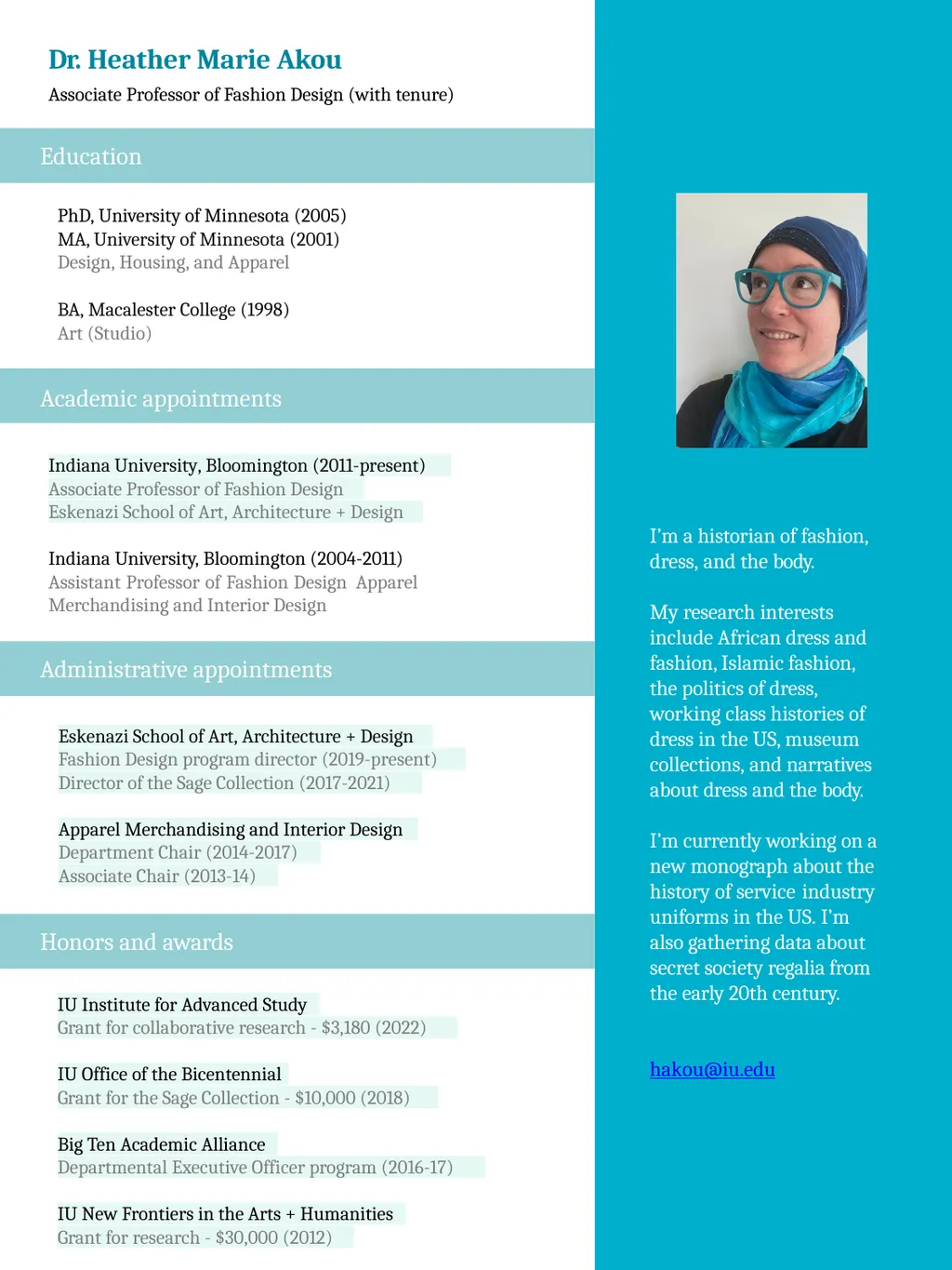 Dr. Heather Marie Akou Associate Professor of