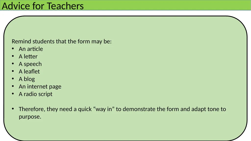 English Language: Paper 2, Question 5 Paper 2, - slide 8 of 10