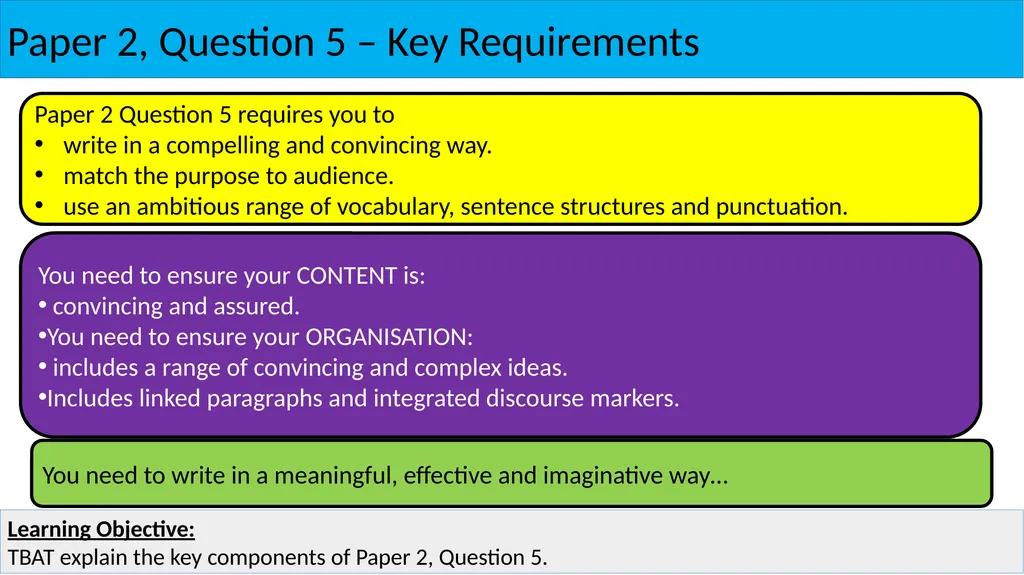 English Language: Paper 2, Question 5 Paper 2, - slide 6 of 10