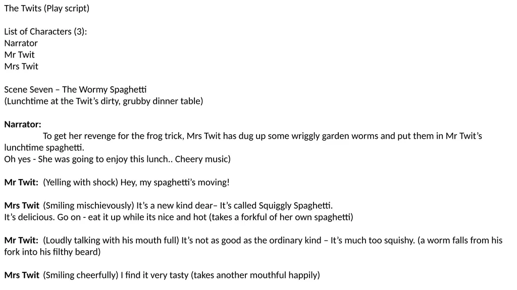 Now is… The Twits- Squiggly Spaghetti Click here - slide 8 of 9