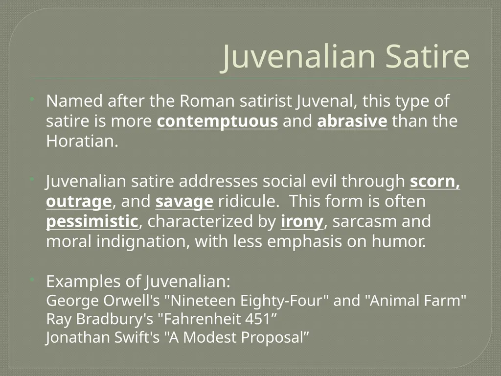 Satire Definition Is a technique employed by - slide 5 of 14