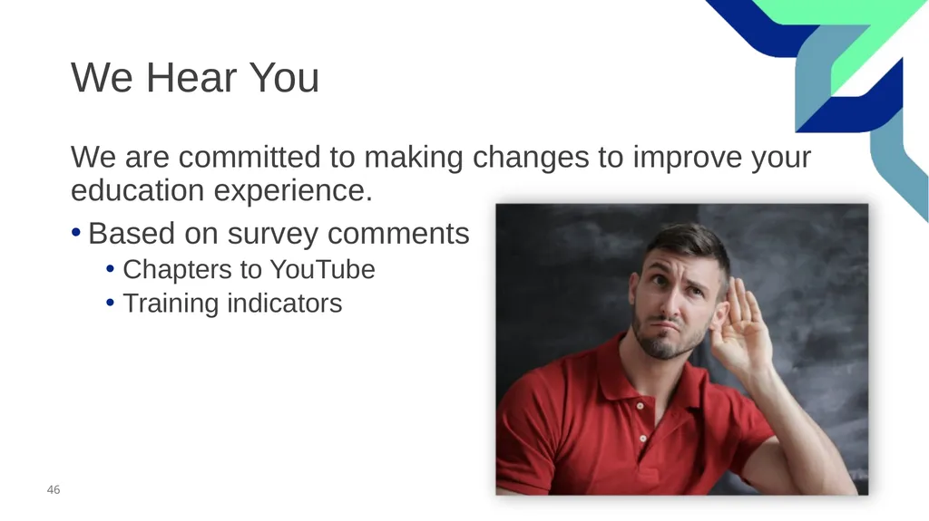Audio Information The presenter started speaking - slide 46 of 50