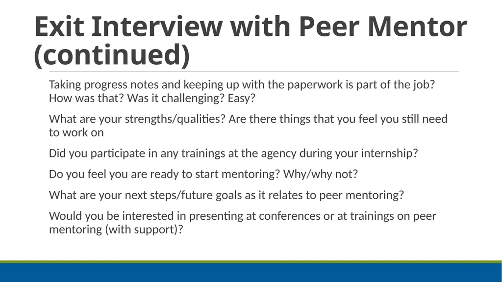 Peer Mentoring Training for Agencies Objectives: - slide 46 of 55