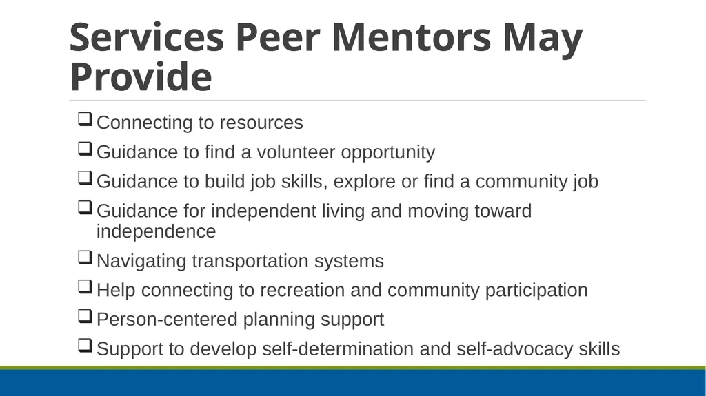 Peer Mentoring Training for Agencies Objectives: - slide 19 of 55