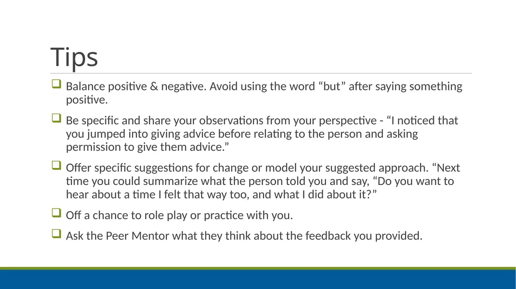 Peer Mentoring Training for Agencies Objectives: - slide 50 of 55