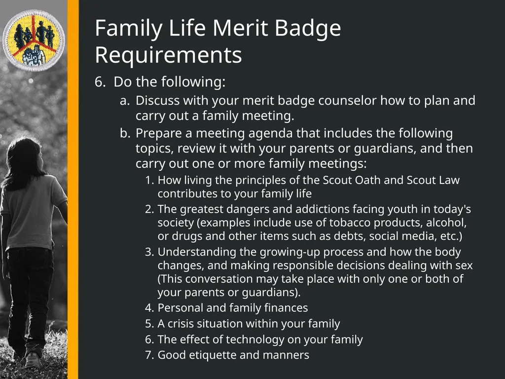 Family Life Merit Badge Troop 344 and 9344 - slide 4 of 47