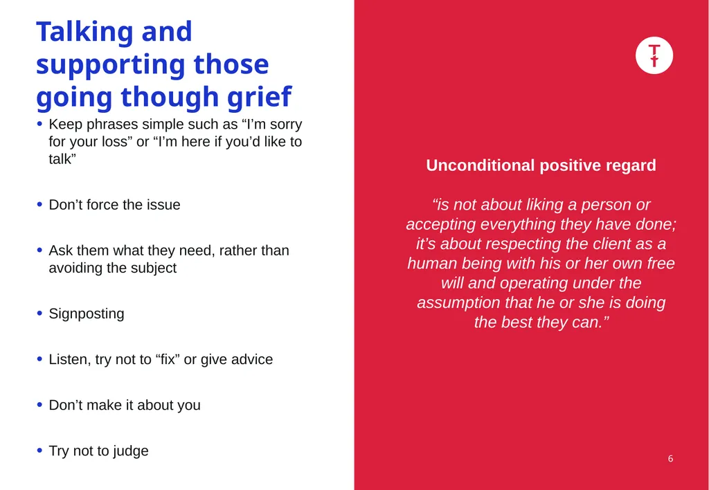 Learning Forum: Bereavement What we will cover: - slide 6 of 10