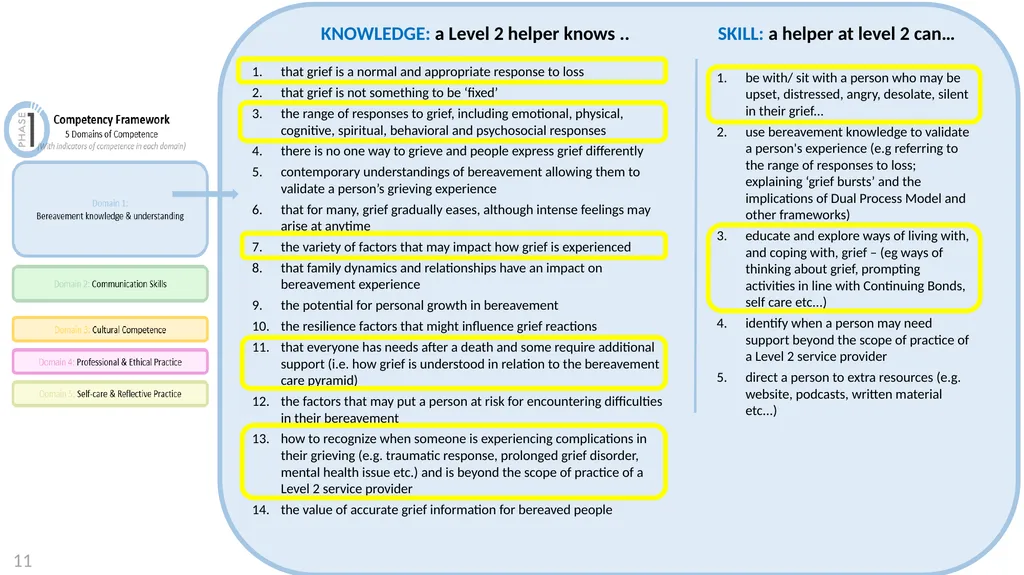 Developing a bereavement competency framework. An - slide 16 of 33