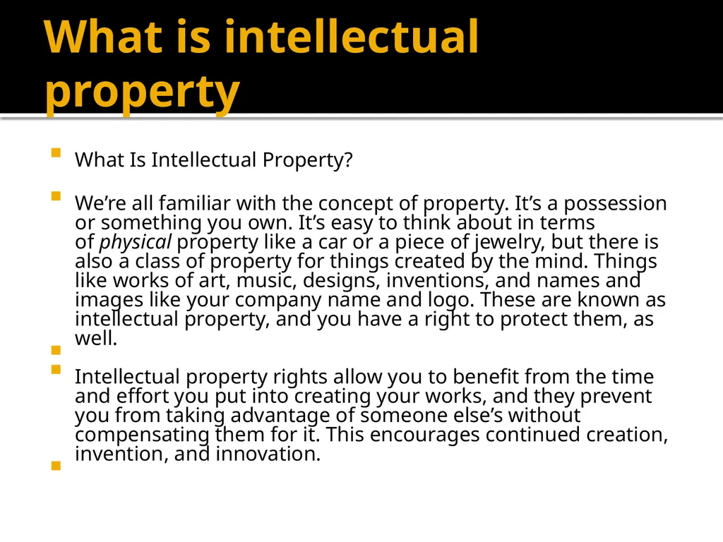 INTELLECTUAL PROPERTY Prof. suvarna lavand - slide 4 of 24