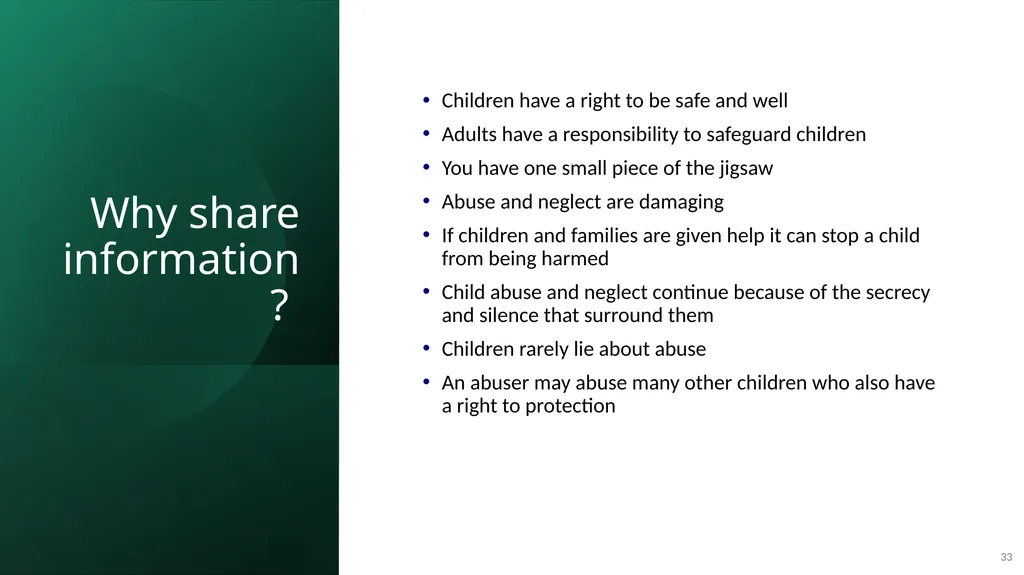 Welcome​ to Safeguarding Children Level 2 session - slide 33 of 45