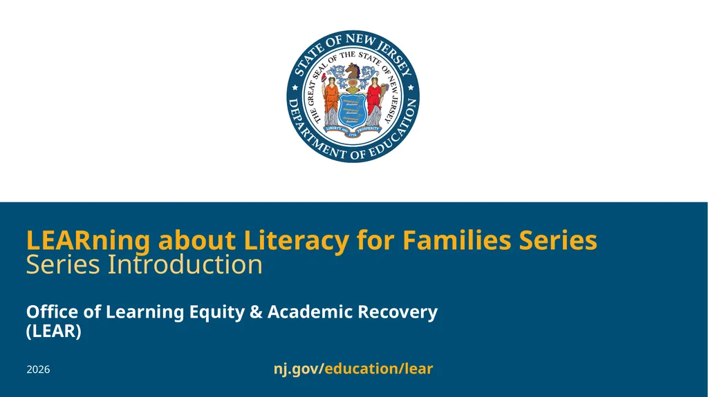 LEARning about Literacy for Families Series Series - slide 1 of 17