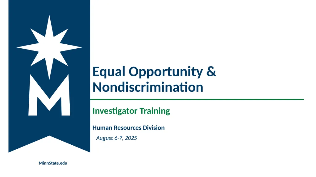 Equal Opportunity & Nondiscrimination Investigator - slide 1 of 77