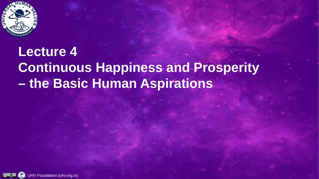 Lecture 4 Continuous Happiness and Prosperity – - slide 1 of 29