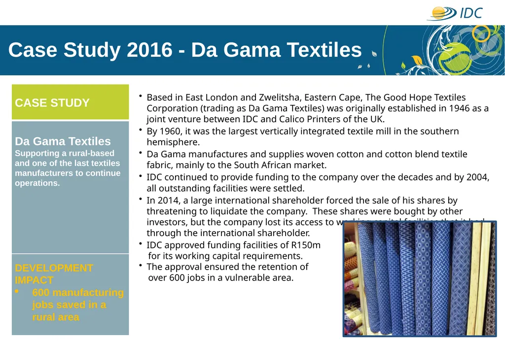 Textiles & Clothing SBU Presentation to the - slide 11 of 14