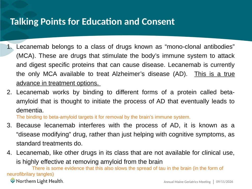Having the Leqembi® Conversation Cliff Singer, MD, - slide 11 of 26
