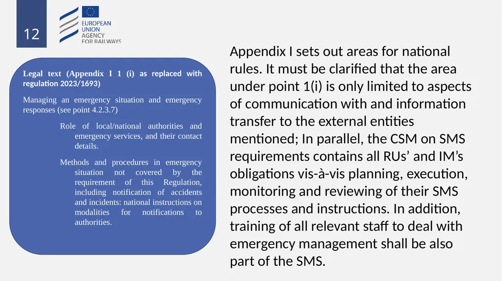 Fixed installations TSIs INF,ENE and PRM 1 - slide 12 of 40