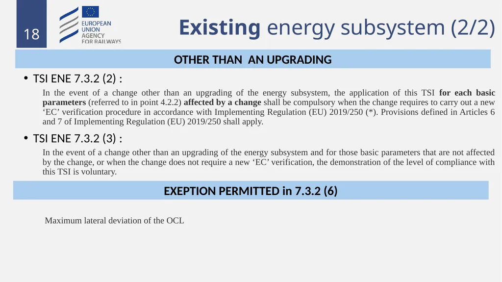 Fixed installations TSIs INF,ENE and PRM 1 - slide 18 of 40