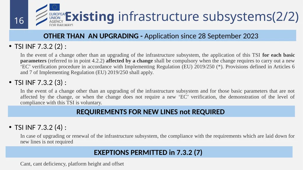 Fixed installations TSIs INF,ENE and PRM 1 - slide 16 of 40