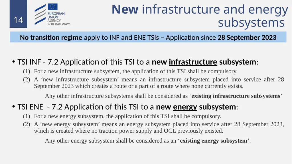 Fixed installations TSIs INF,ENE and PRM 1 - slide 14 of 40