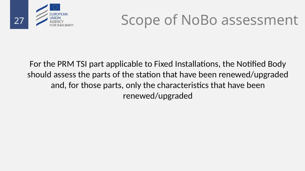 Fixed installations TSIs INF,ENE and PRM 1 - slide 27 of 40