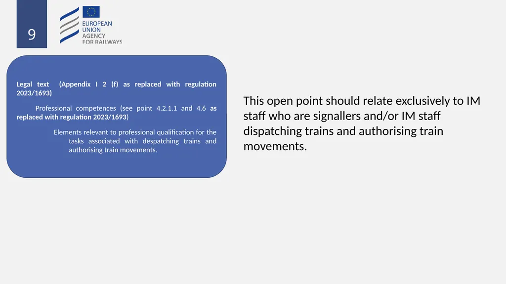 Fixed installations TSIs INF,ENE and PRM 1 - slide 9 of 40