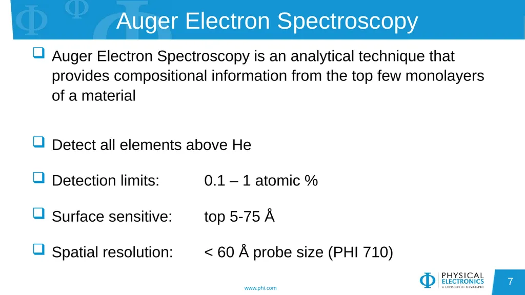 Auger Electron Spectroscopy Overview Also known - slide 7 of 38