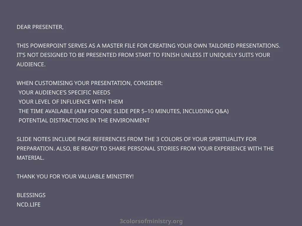 The 3 Colors of Your Ministry Topic: - slide 2 of 53