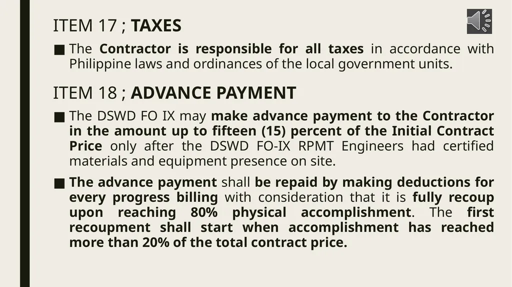 General conditions of contract IMPORTANT NOTES TO - slide 30 of 47