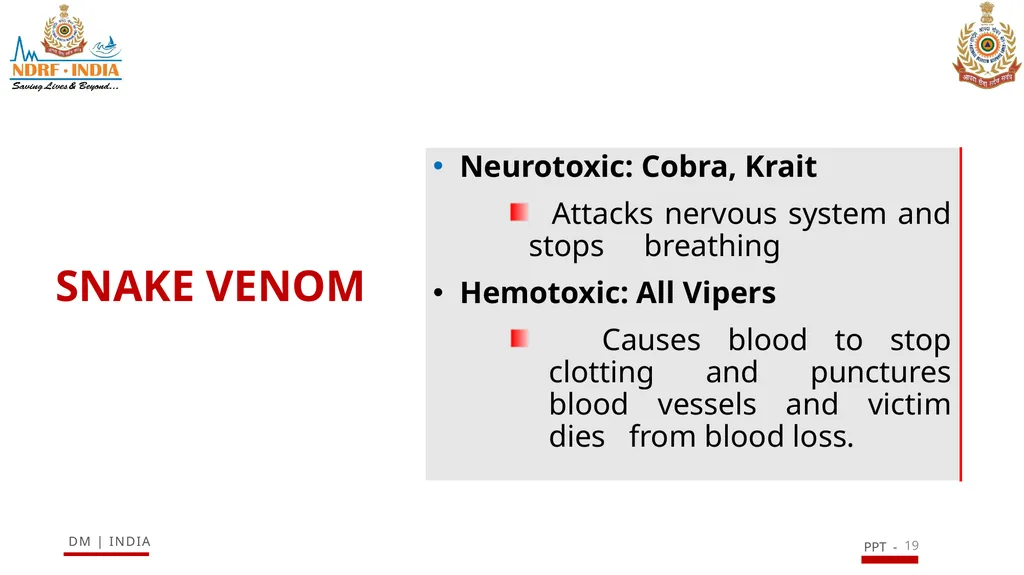 SNAKE BITE & ENVIRONMENTAL EMERGENCIES 1 Presented - slide 19 of 48