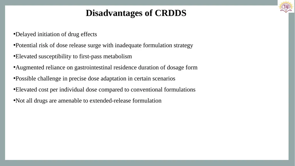 Controlled Release Drug Delivery Systems Dr. - slide 13 of 35