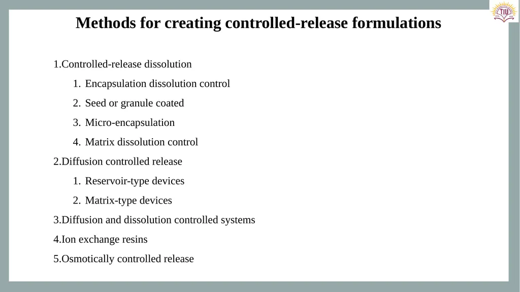 Controlled Release Drug Delivery Systems Dr. - slide 16 of 35