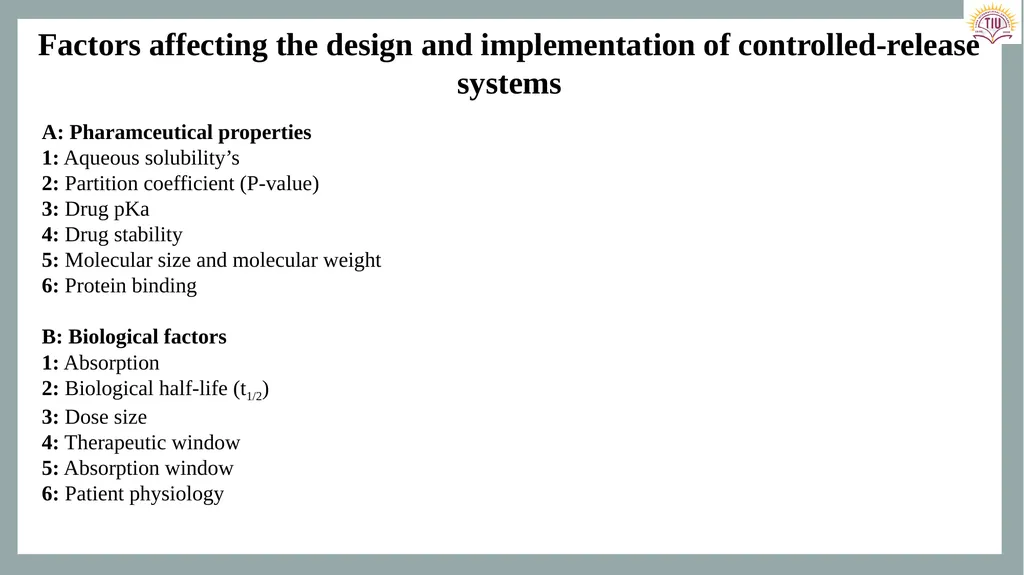 Controlled Release Drug Delivery Systems Dr. - slide 17 of 35